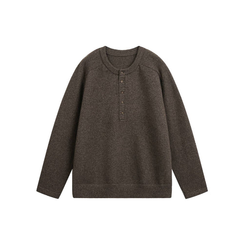 Damen Grobstrick-Henley-Pullover im Oversize-Schnitt mit Knopfleiste Shop Nory