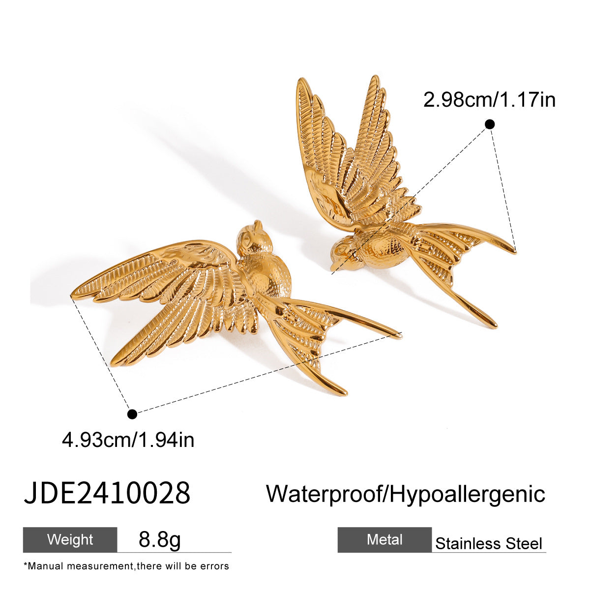 Damen Ohrhänger im eleganten Vogelmotiv aus hypoallergenem Edelstahl Shop Nory
