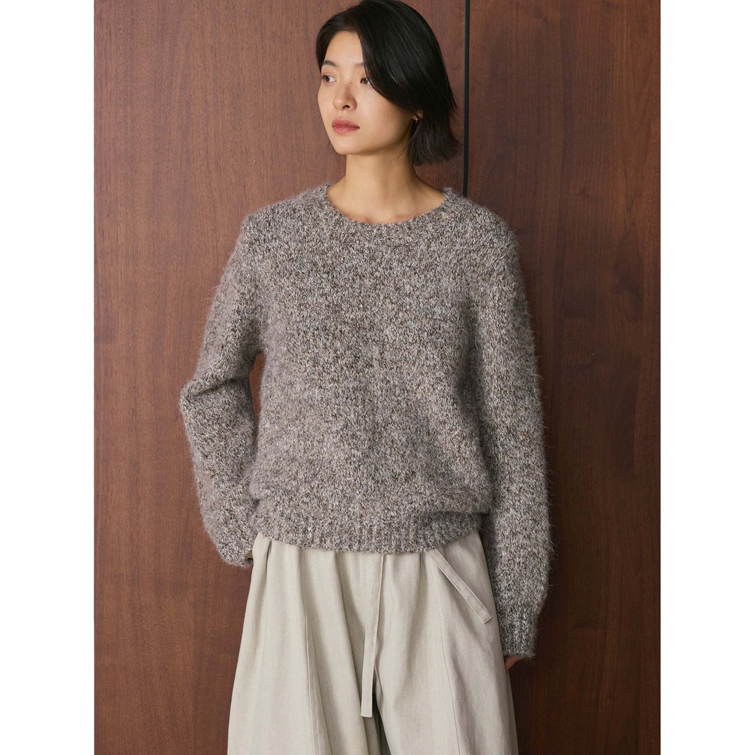 Damen Flauschiger Grobstrick-Pullover mit Knopf-Rollkragen Shop Nory