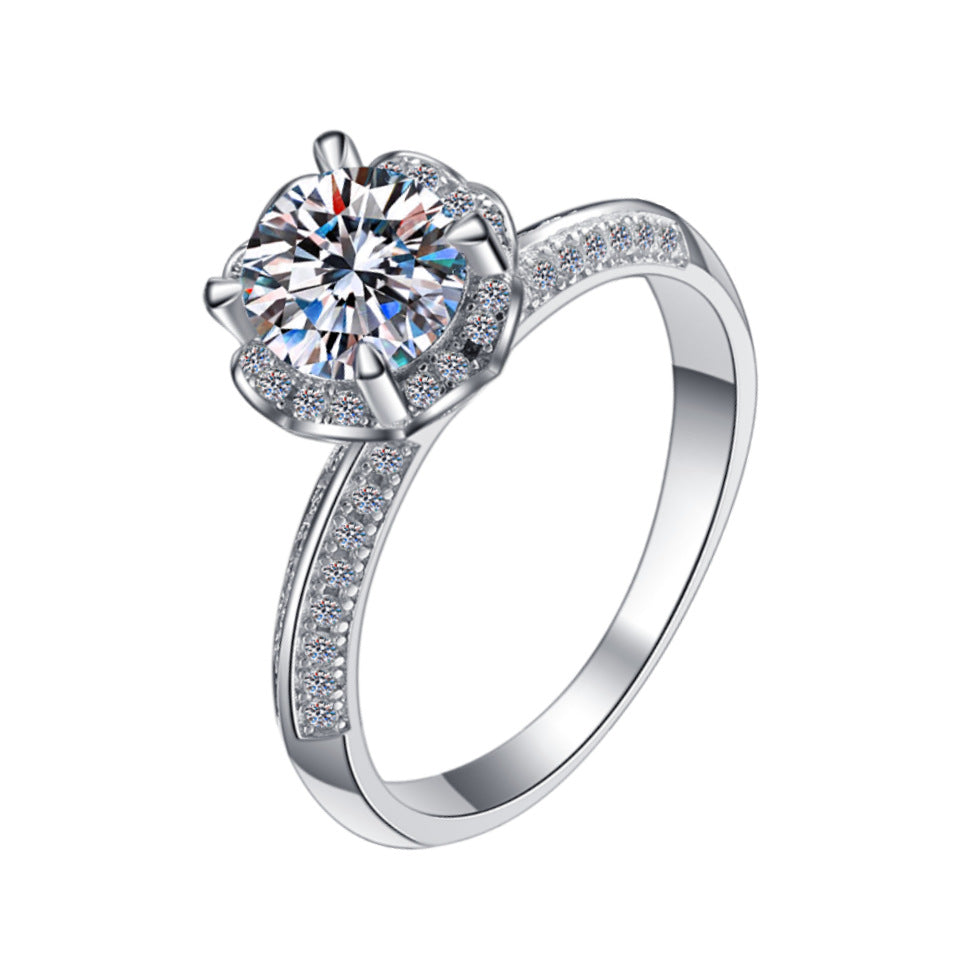 Damen Zarter Verlobungsring mit funkelndem Zirkonia und floraler Fassung Shop Nory