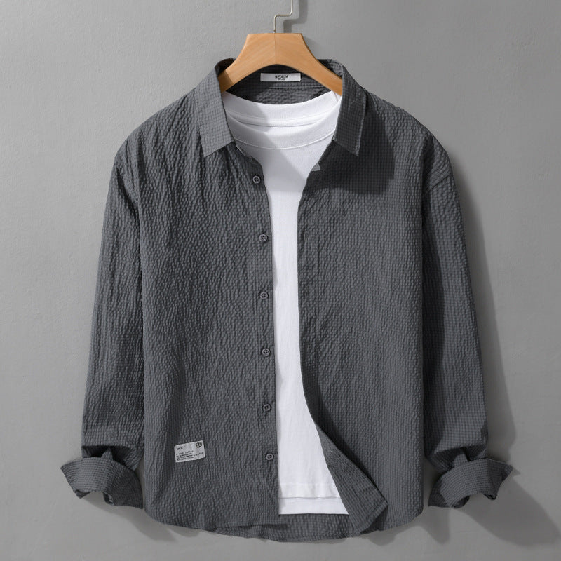 Herren Struktur-Leichthemd im Layering-Style mit Crinkle-Optik und gerundetem Saum Shop Nory