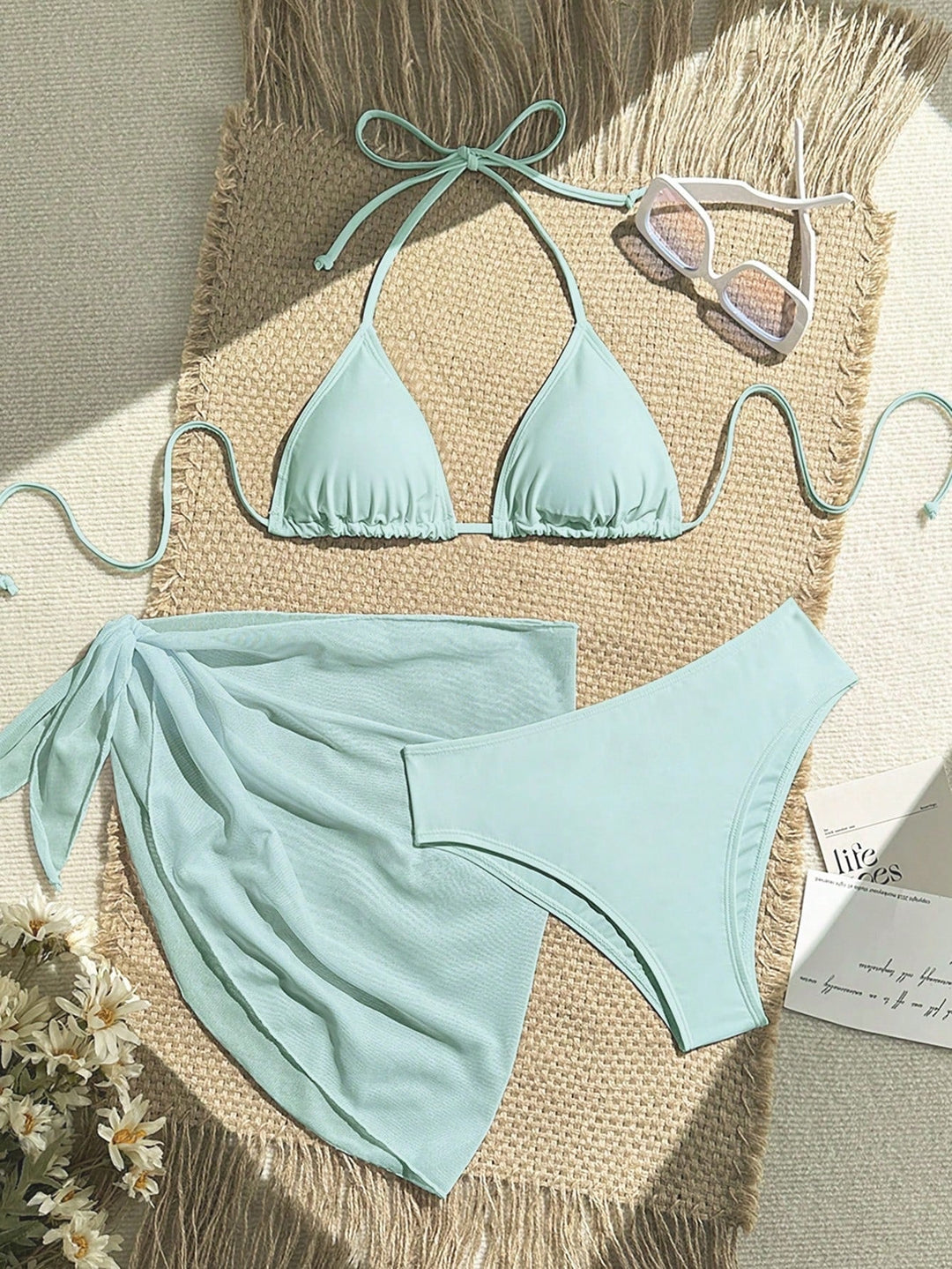 Damen Triangel-Bikini mit Wickeltuch und verstellbaren Trägern