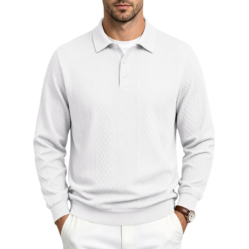 Herren Strukturiertes Langarm-Polo aus Feinstrick mit Zopfmuster Shop Nory