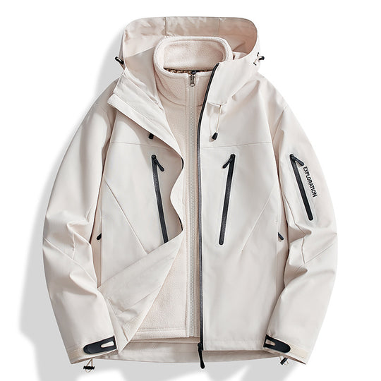 Herren Zwei-in-Eins Softshell-Outdoorjacke mit abnehmbarer Fleece-Innenjacke und wasserdichten Reißverschlüssen Shop Nory