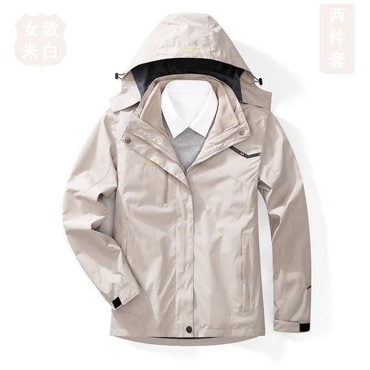 Herren zweilagige wasserdichte Outdoorjacke mit Fleecekragen und Kapuze Shop Nory