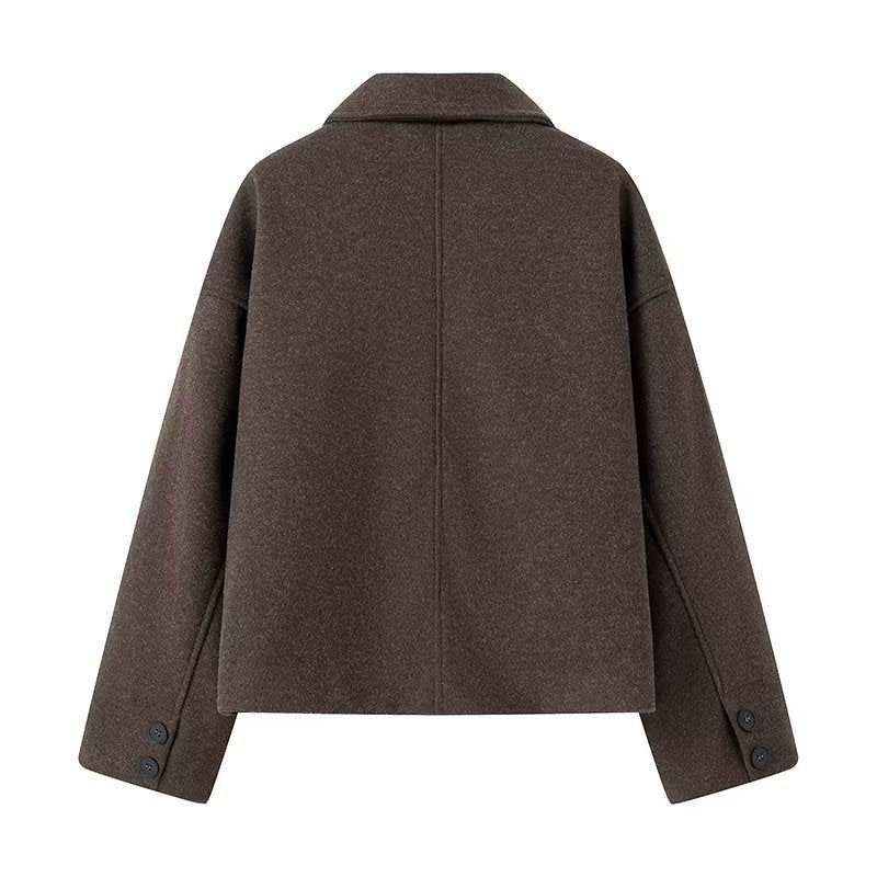 Damen Kurzjacke im Boxy‑Schnitt aus Wollmix mit Hemdkragen und Eingrifftaschen Shop Nory
