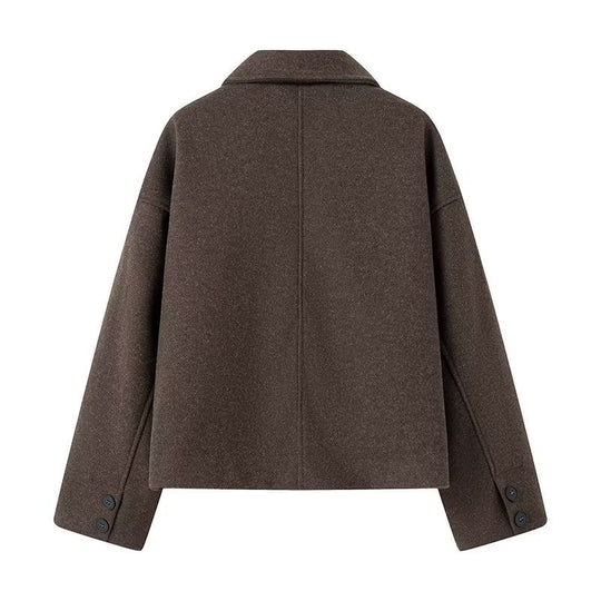 Damen Kurzjacke im Boxy‑Schnitt aus Wollmix mit Hemdkragen und Eingrifftaschen Shop Nory