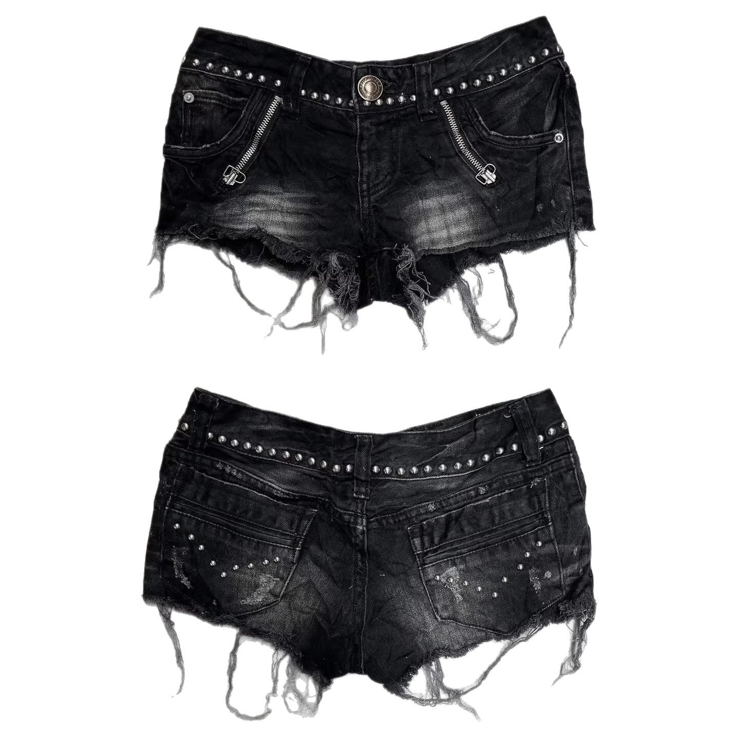 Damen Modische Destroyed Denim-Shorts mit Nieten