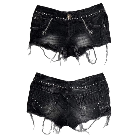Damen Modische Destroyed Denim-Shorts mit Nieten