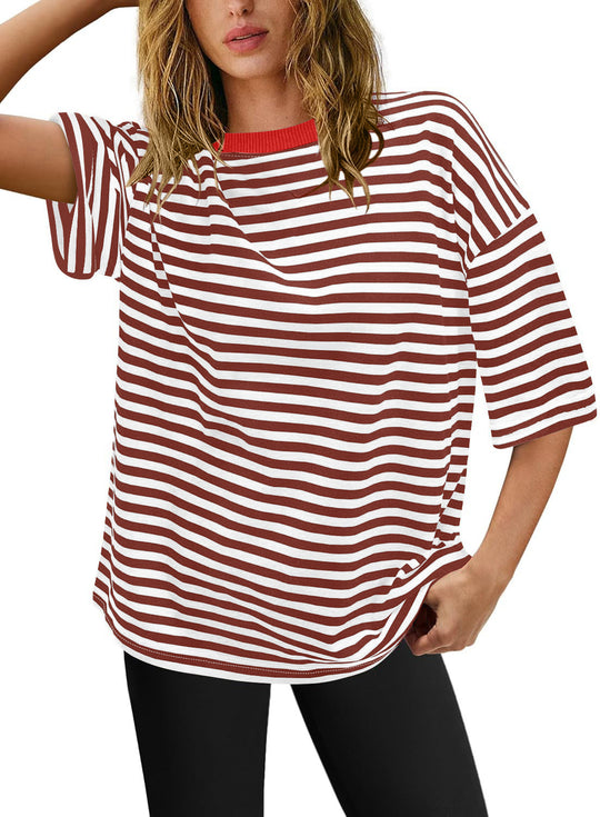 Damen Übergrößen T-Shirt mit Streifenmuster