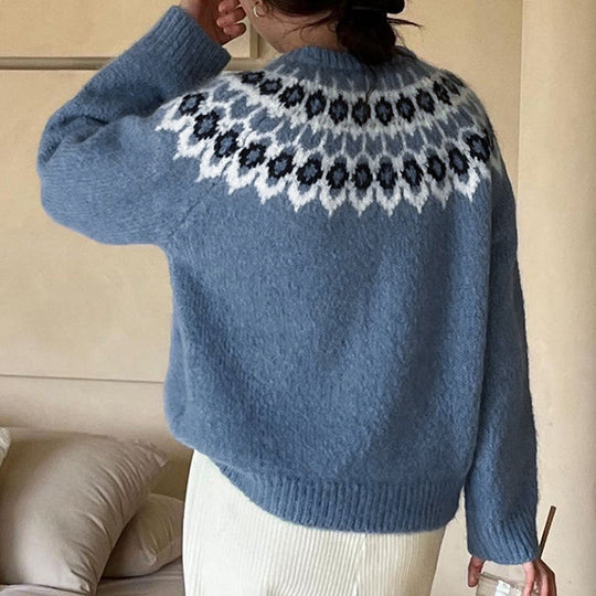 Damen Gemusterter Strickpullover mit Norweger-Motiv Shop Nory
