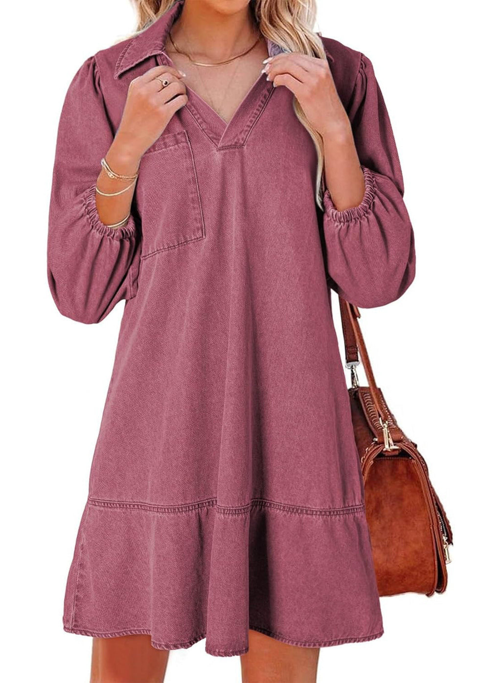 Damen Denim Kleid im lässigen Schnitt Shopnory