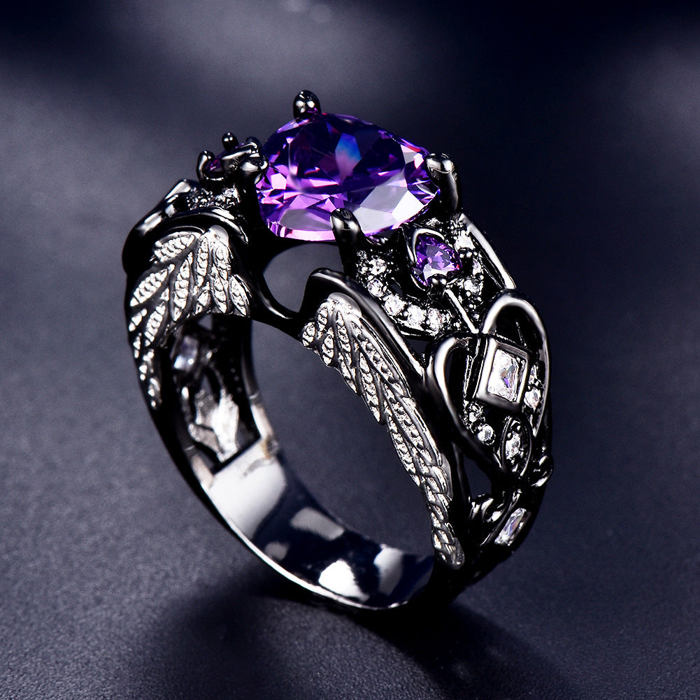 Damen Ring mit kunstvollem Blätter-Design und schimmerndem Amethyst Shop Nory