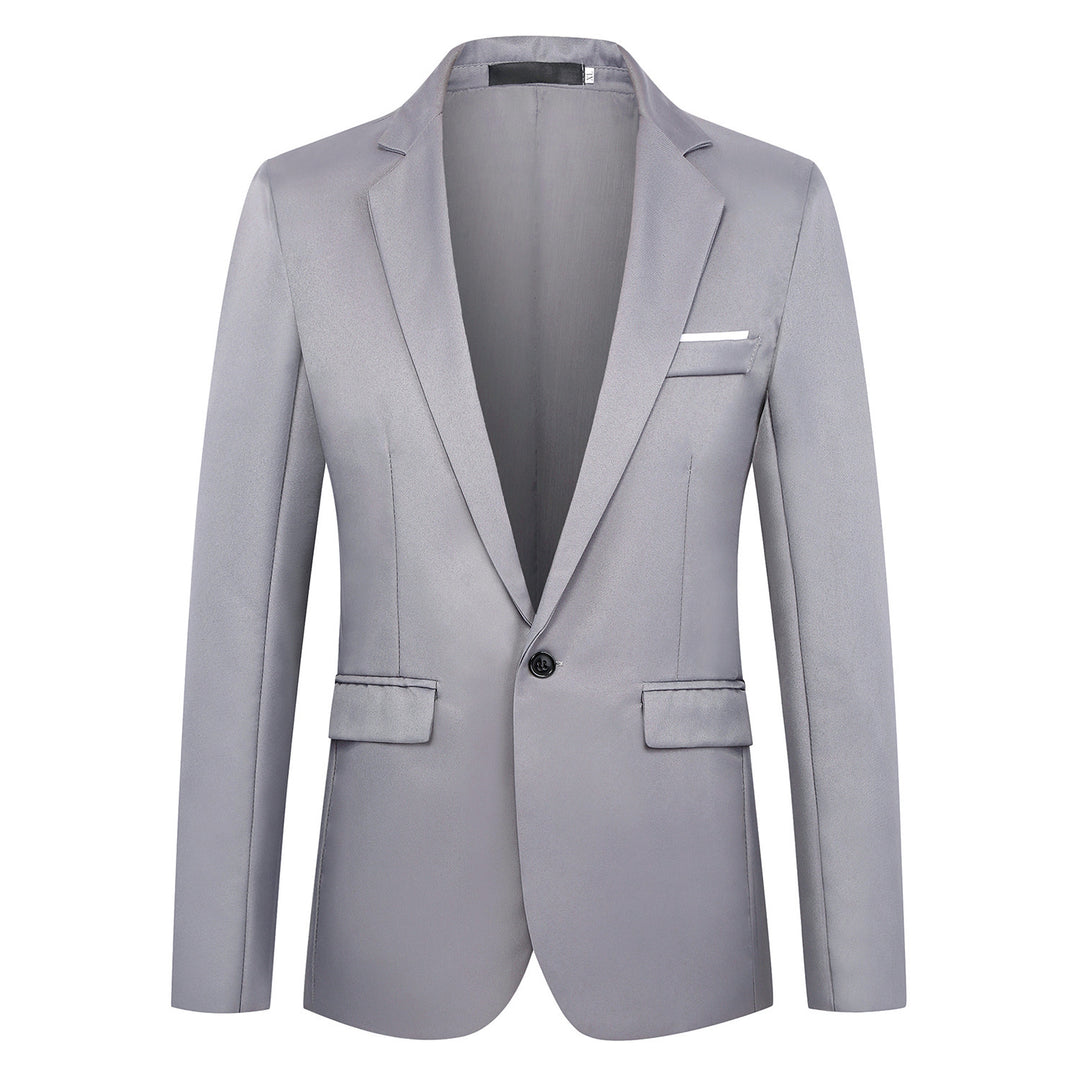 Herren tailliertes Satin-Sakko mit schmaler Silhouette, Notch-Revers und dekorativer Brustpaspel Shop Nory