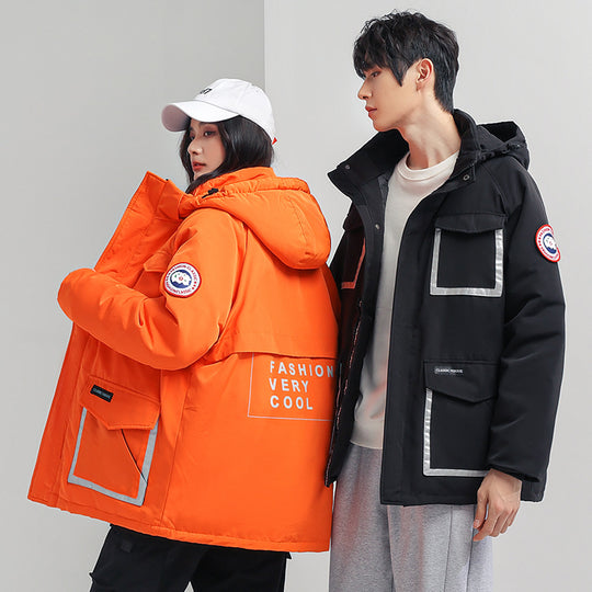 Damen Parka-Jacke mit Kapuze, wattiert, reflektierenden Einsätzen und großen Cargo-Taschen Shop Nory