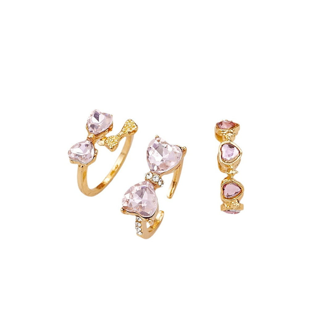 Damen Ring-Set mit kunstvollen Herzmotiven und funkelnden Zirkonia Shop Nory