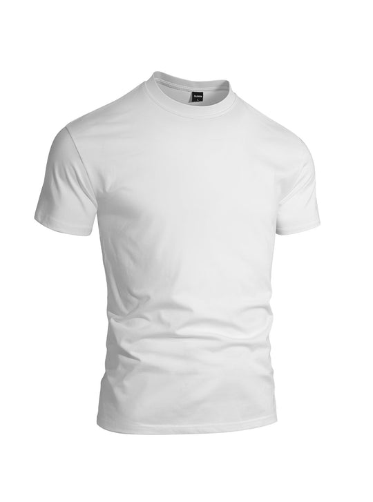 Herren nan eng anliegendes Rundhals-Basicshirt aus Singlejersey mit verstärktem Nackenband