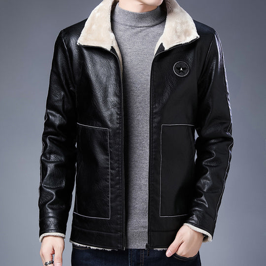 Herren Pilotenblouson in Lederoptik mit Sherpa-Innenfutter und Stehkragen Shop Nory