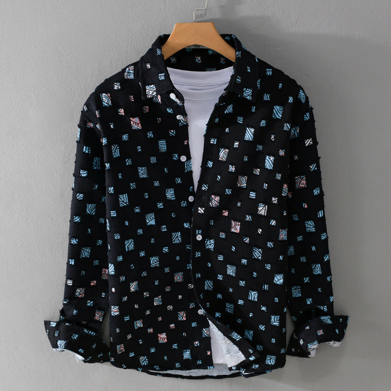 Unisex Leichtes Strukturhemd mit quadratischen Cut-Outs und Oversize-Schnitt Shop Nory