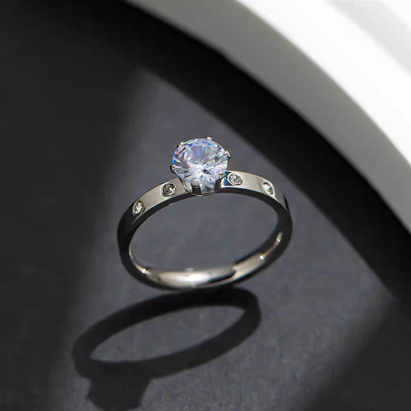 Damen Elegante Funkelnde Solitär Ring Shop Nory