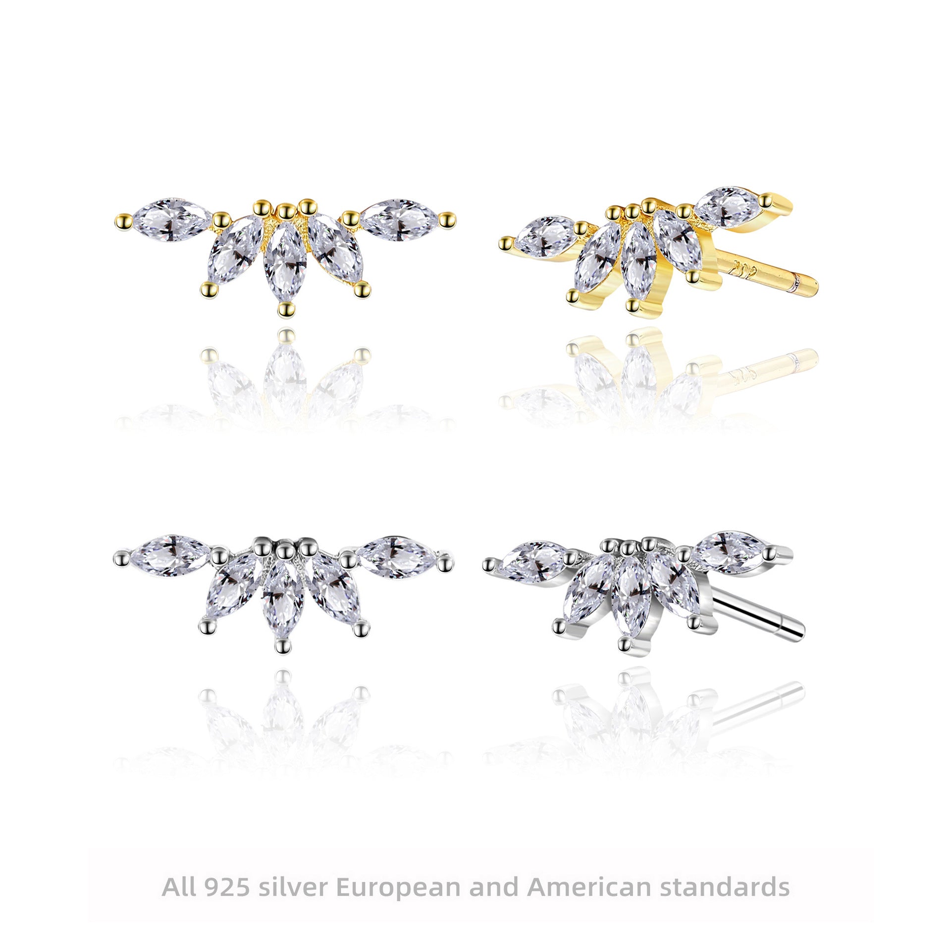 Damen Ohrstecker mit eleganten Zirkonia-Verzierungen aus 925 Sterling Silber Shop Nory