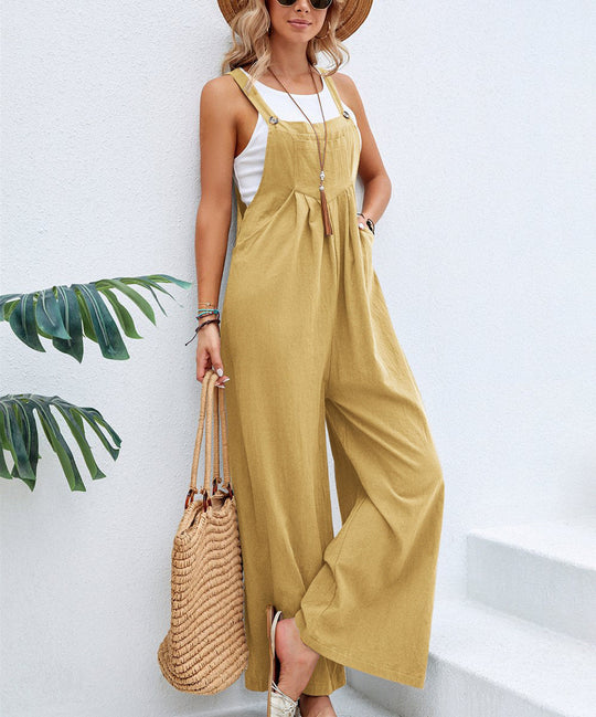 Damen weite Latzhose aus leichtem Material