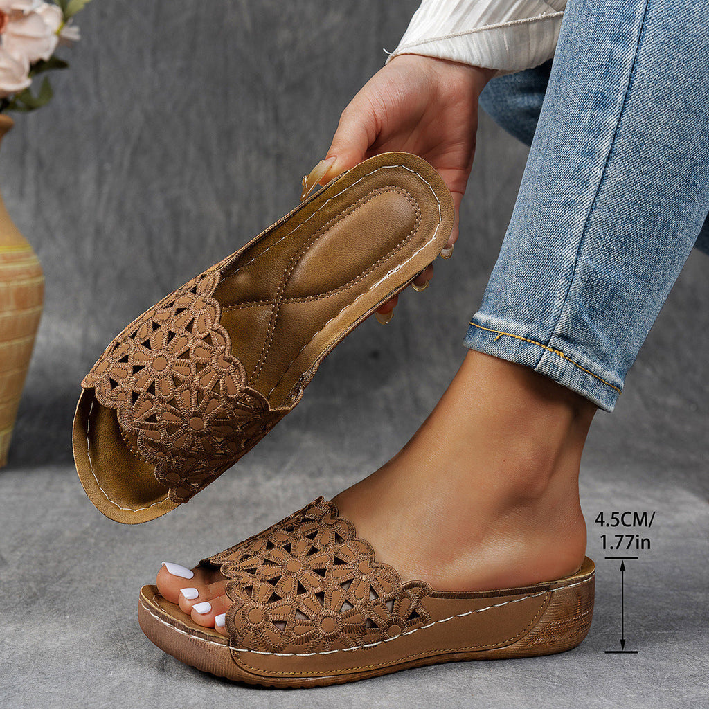 Damen Bequeme Pantoletten mit modischem Blumendesign Shopnory