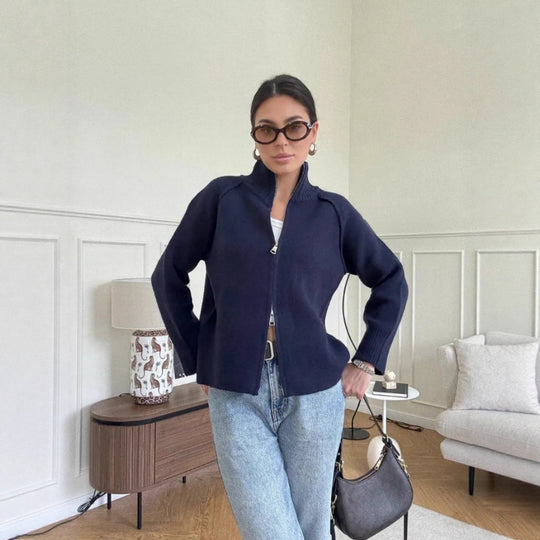 Damen Modische Strickjacke mit Reißverschluss Shop Nory