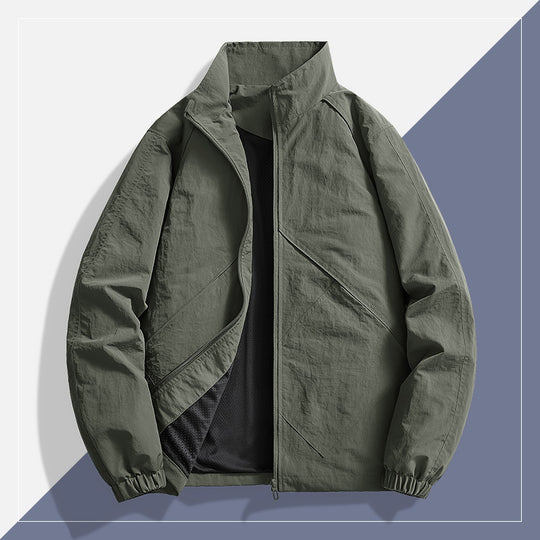 Herren Leichte technische Windjacke mit Mesh-Innenfutter, Stehkragen und elastischen Bündchen Shop Nory