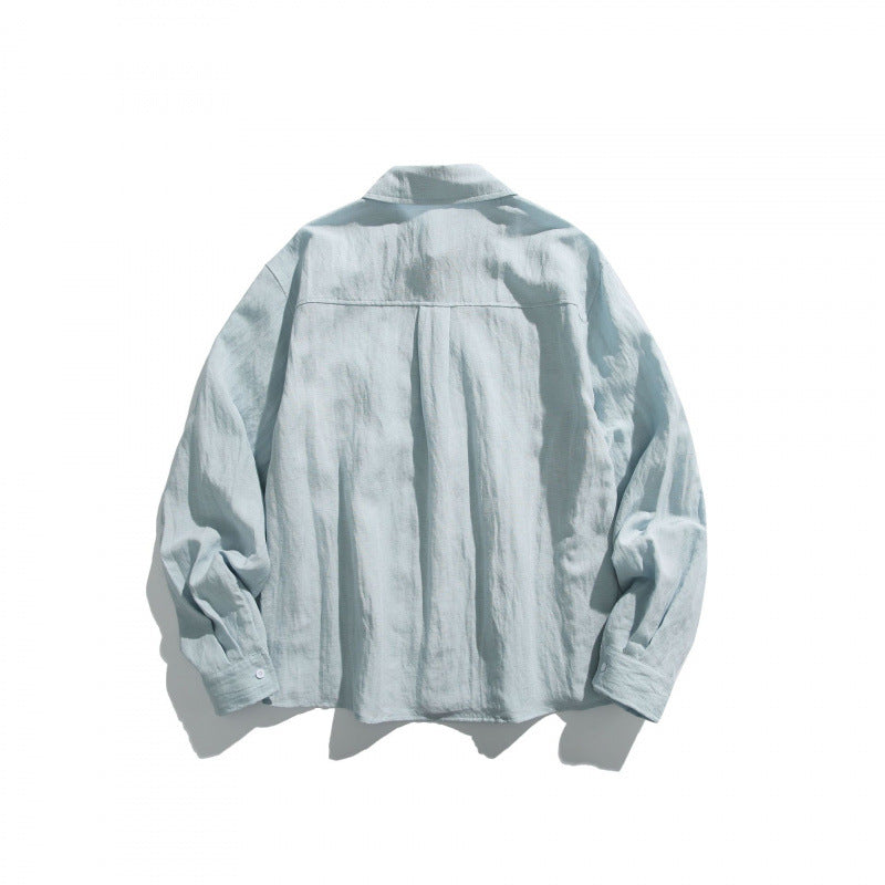 Unisex Oversize leichtes Leinenmix-Hemd mit Brusttasche und lockerem Boxy-Schnitt Shop Nory