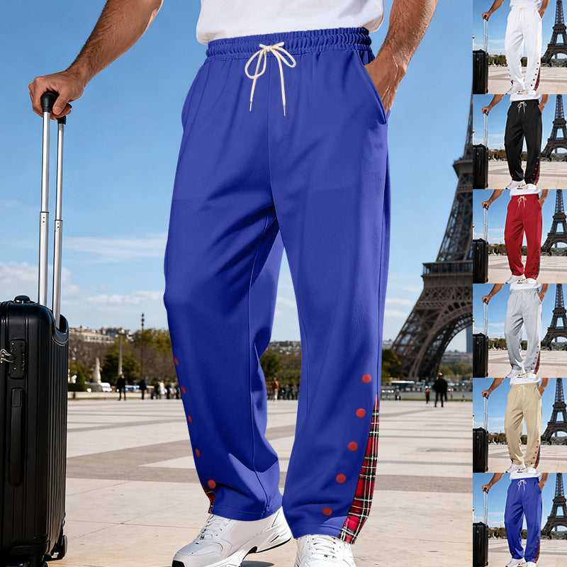 Herren Lässige Sweatpants mit Karoinnenblende und Druckknopf-Leiste Shop Nory