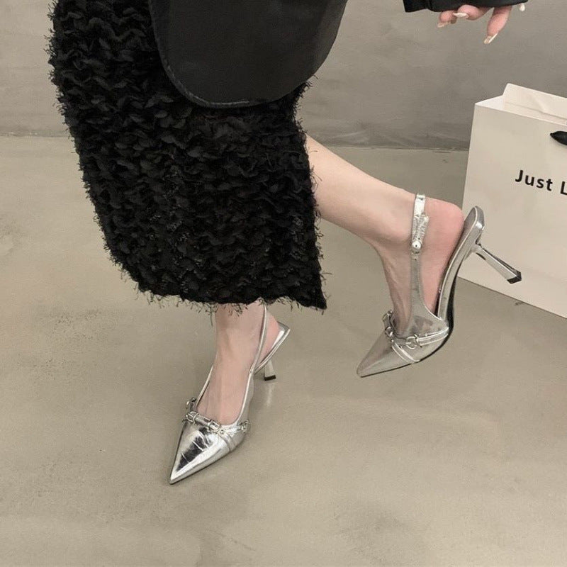 Damen Slingback High Heels mit eleganter Schnallenverzierung