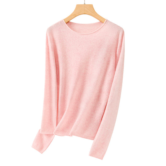 Damen Feiner ultraleichter Rundhalspullover aus Mikrofaser-Feinstrick mit minimalistischer Silhouette Shop Nory