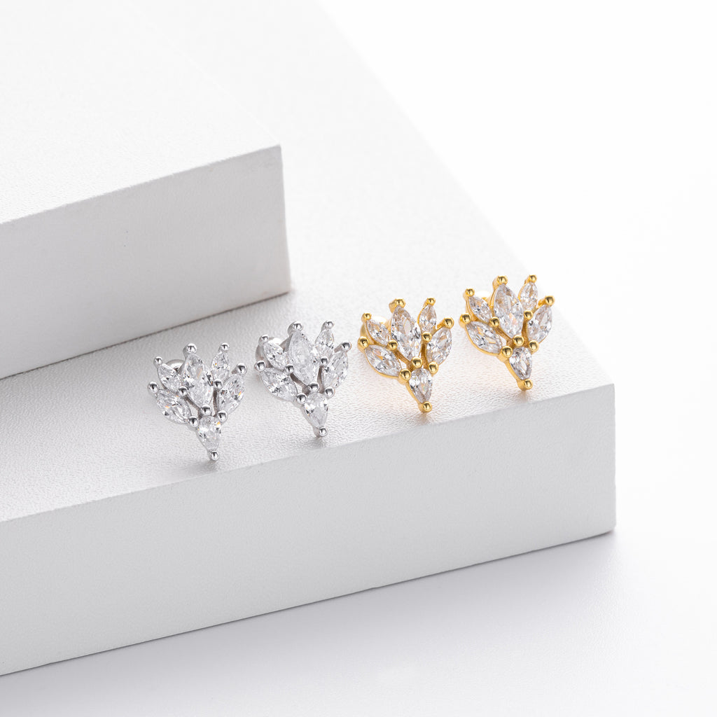 Damen Ohrstecker mit luxuriösem Zirkon-Anordnung aus 925 Sterling Silber Shop Nory