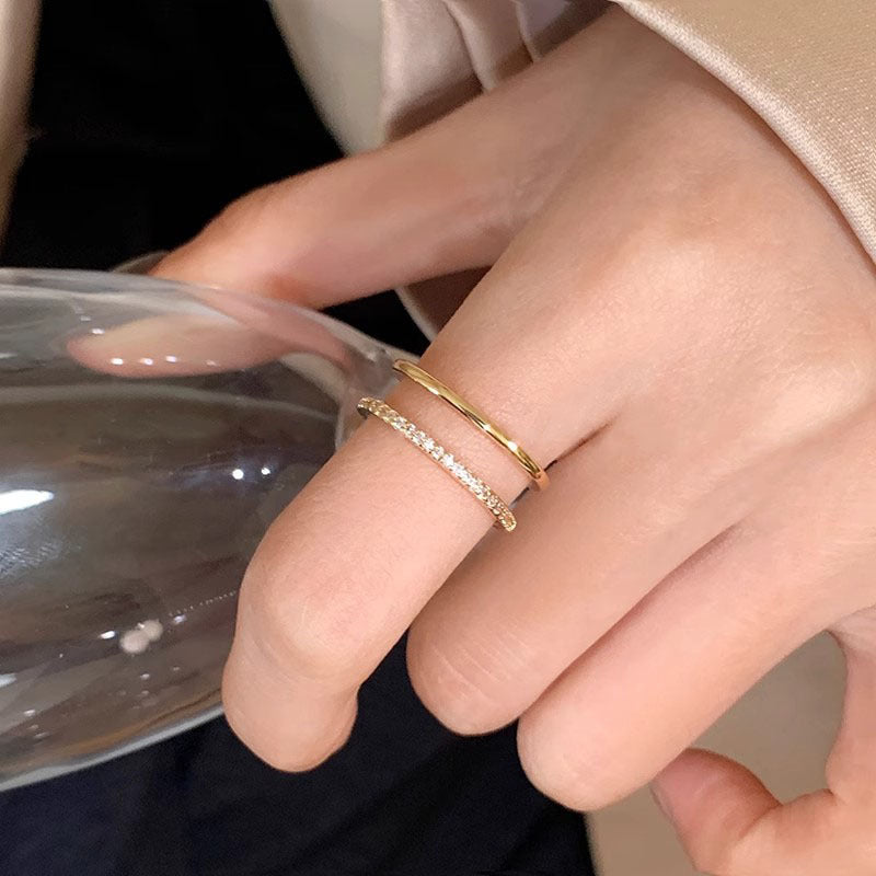 Damen Offener Ring mit funkelndem Zirkonia-Akzent Shop Nory
