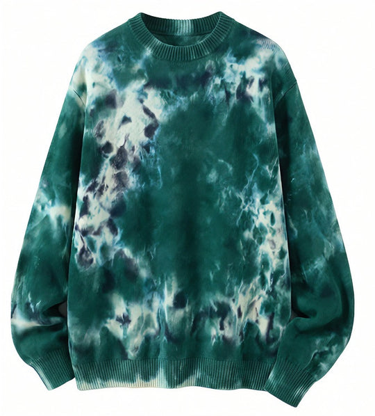 Herren Oversized Batik-Pullover mit Rundhalsausschnitt und Rippbündchen Shop Nory
