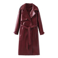 Damen Kunstleder-Trenchcoat mit modischem Schnitt und praktischen Taschen
