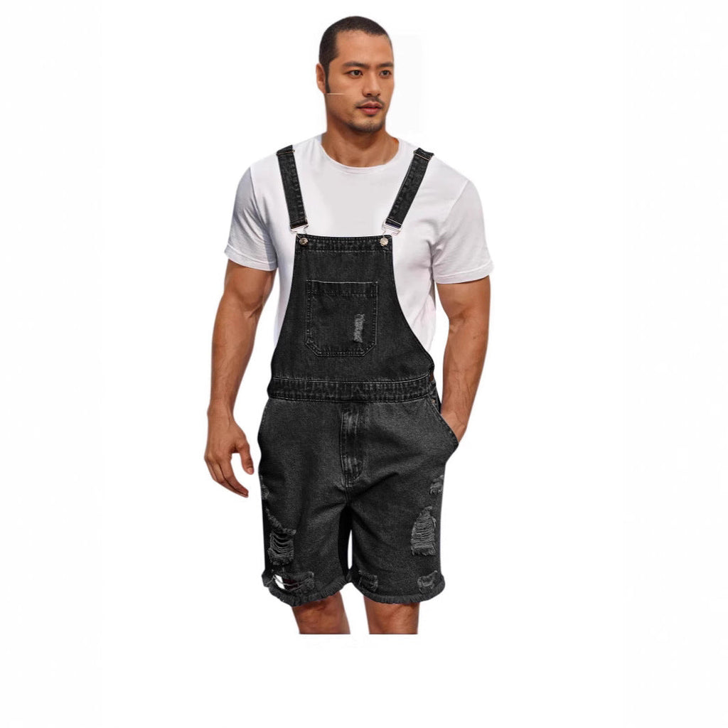 Herren Lässige Denim-Latzhose im distressed Look