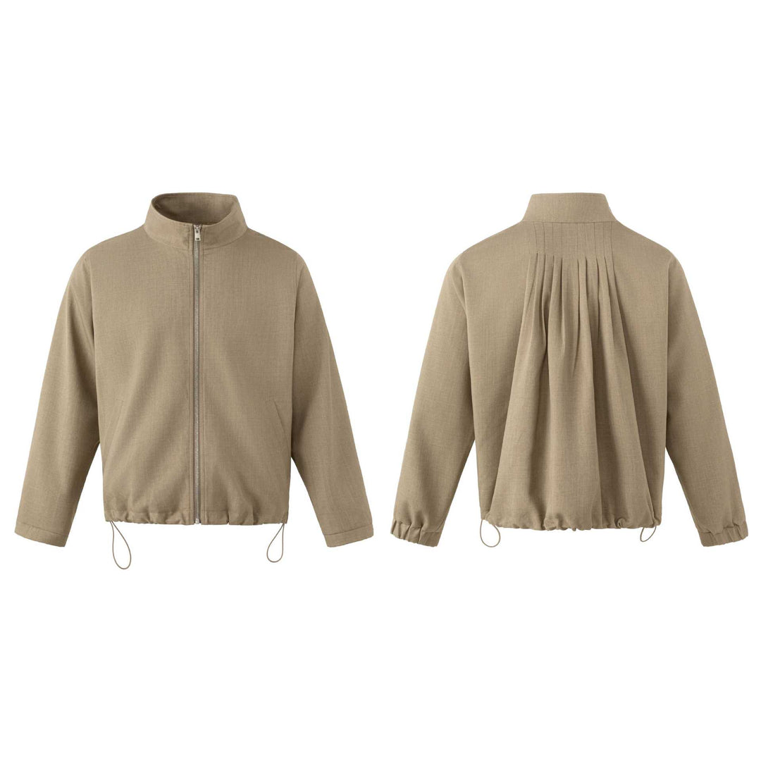 Herren Leichte Baumwoll-Mischgewebe-Utility-Jacke mit Stehkragen und Kordelzug Shop Nory