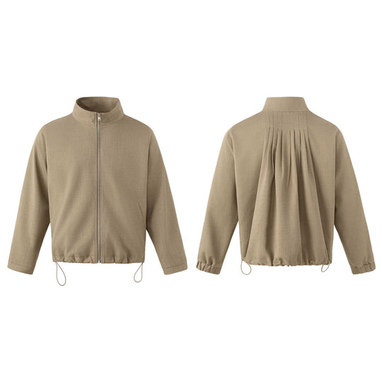Herren Leichte Baumwoll-Mischgewebe-Utility-Jacke mit Stehkragen und Kordelzug Shop Nory