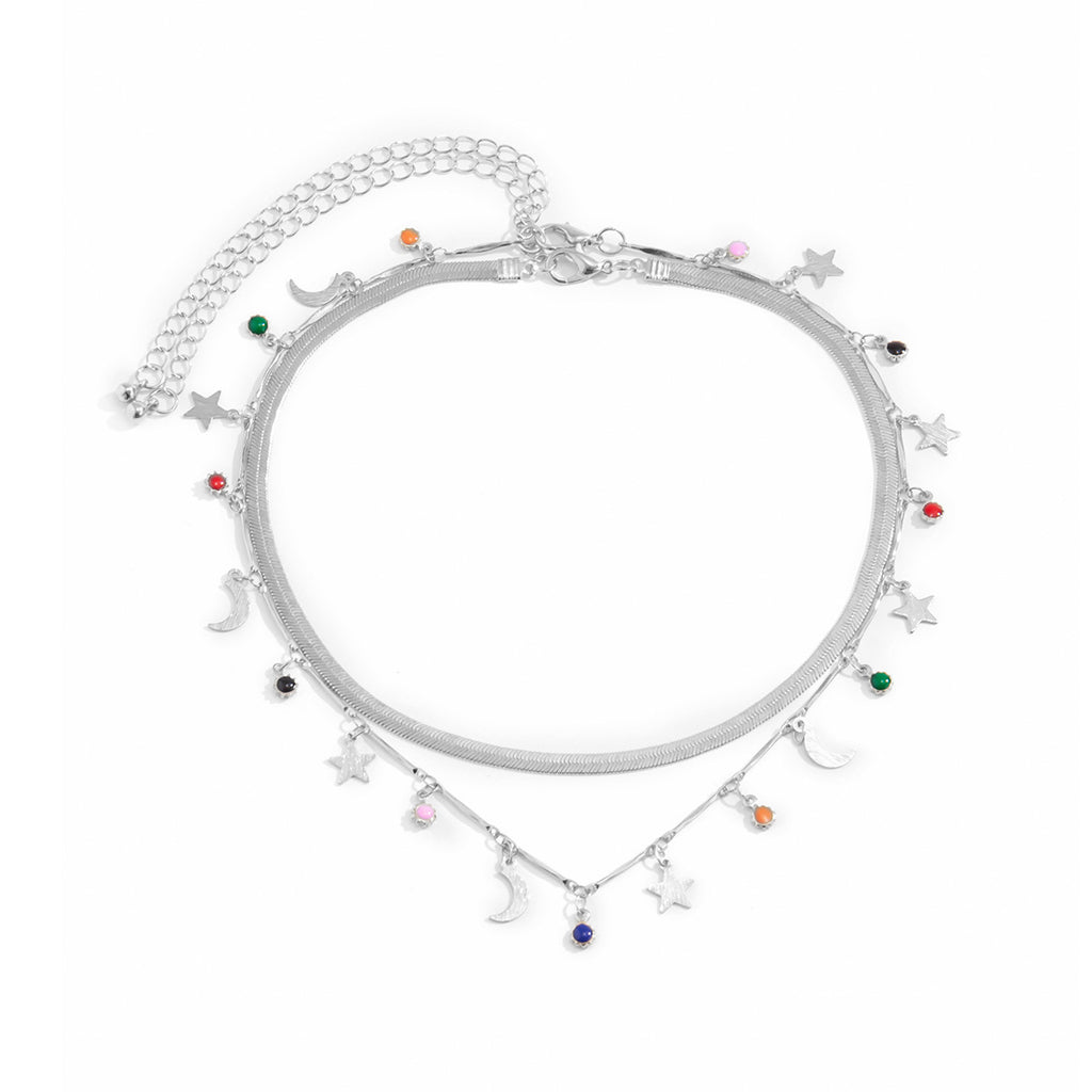Damen Halskette mit charmanten Stern- und Mondanhängern Shop Nory