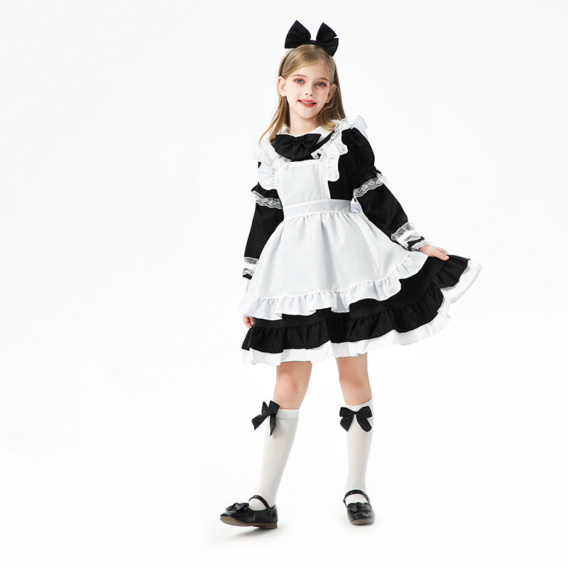 Mädchen verspieltes Dienstmädchenkleid mit Rüschendetails Shop Nory