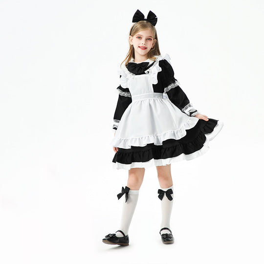 Mädchen verspieltes Dienstmädchenkleid mit Rüschendetails Shop Nory