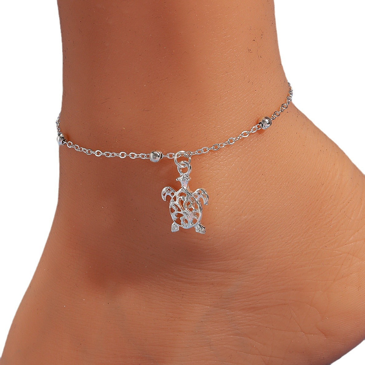 Damen Fußkettchen mit filigranem Schildkrötenanhänger Shop Nory