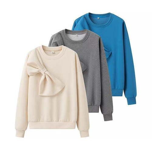 Damen Oversize-Sweatshirt mit dekorativer Schleifenapplikation Shop Nory