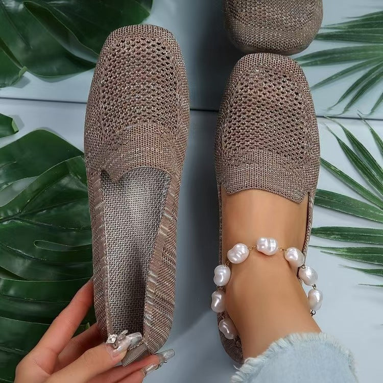 Damen Atmungsaktive Slip-On Ballerinas mit feinem Netzdesign