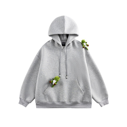 Unisex Oversize-Kapuzenpullover aus French-Terry mit Kängurutasche und abnehmbaren Plüschanhänger Shop Nory