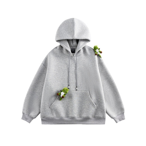 Unisex Oversize-Kapuzenpullover aus French-Terry mit Kängurutasche und abnehmbaren Plüschanhänger Shop Nory