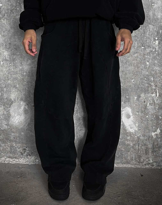 Herren nan Oversize-Freizeitjogger mit geschwungenen Nahtdetails, Kordelzugbund und elastischen Beinabschlüssen Shopnory