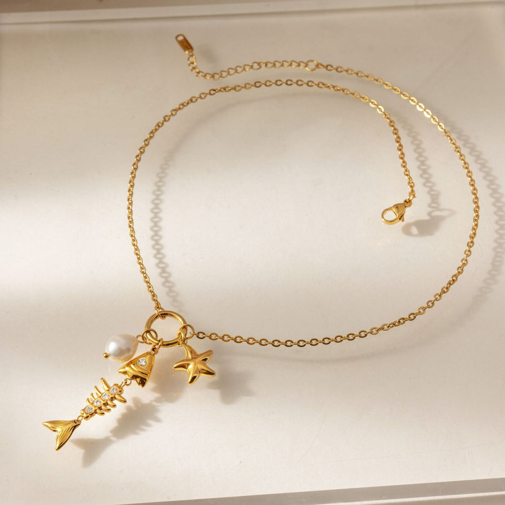 Damen Halskette mit Fisch-Design und hochwertigem Edelstahl Shop Nory